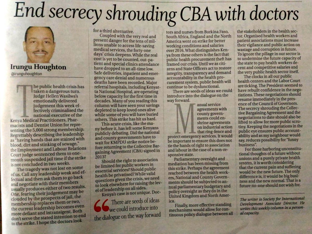 irunguhoughton's tweet photo. #CBAImplementation issues that need resolution @KenyaGovernors @MOH_Kenya @kmpdu #LipaKamaTender @StandardKenya #TheBook254 https://t.co/nD4jdho0Dr