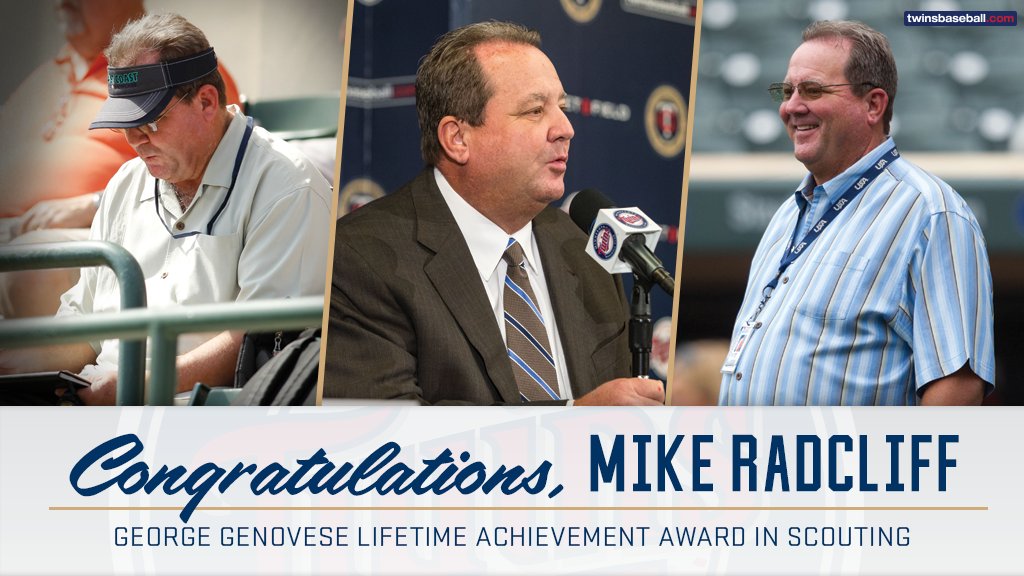 Congrats, Mike! #MNTwins scout Mike Radcliff received the George Genovese Lifetime Achievement Award. https://t.co/qFFdEDs5er