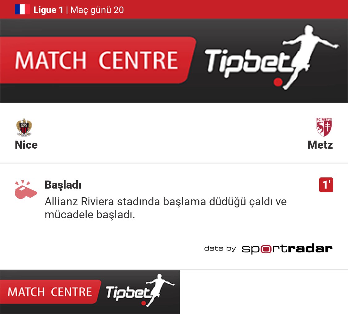 MCTipbet_tr's tweet image. Maç başladı
Nice : FC Metz
#OGCFCM