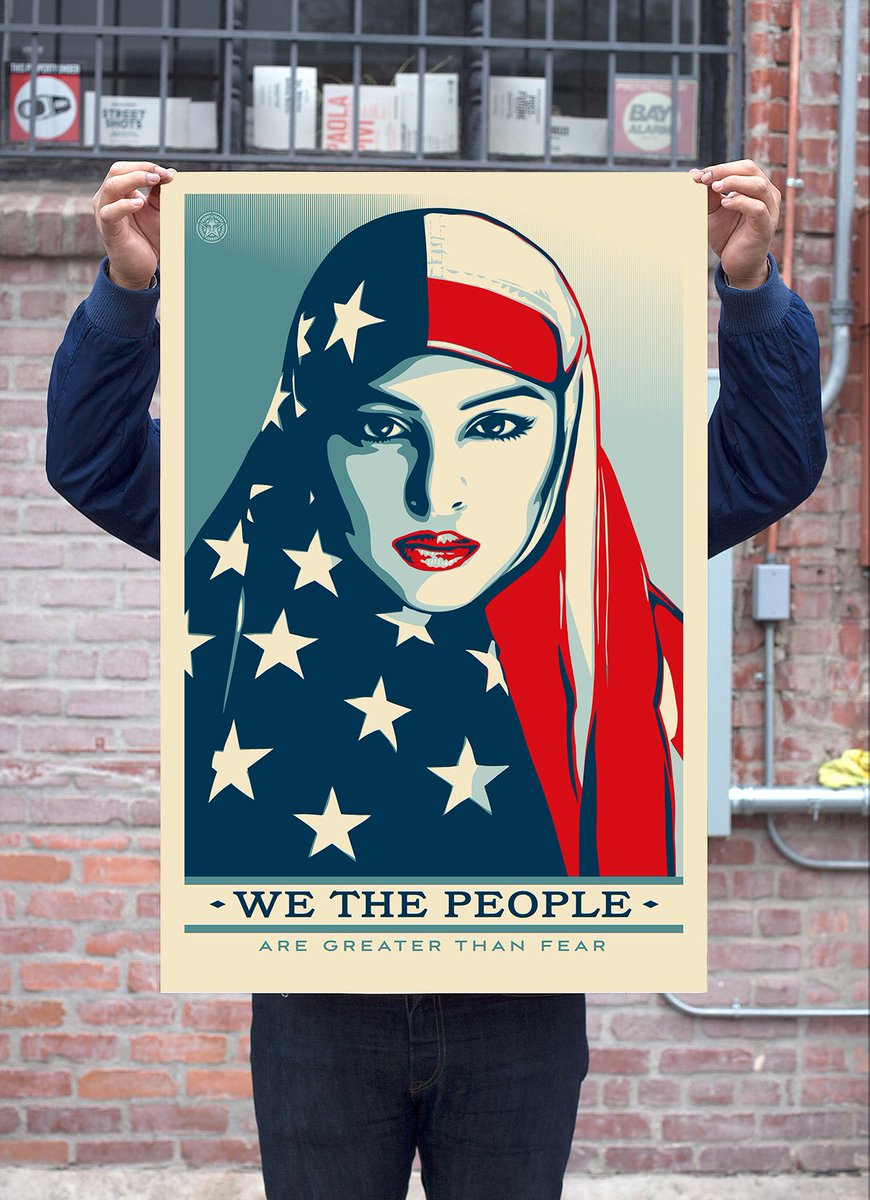 rizwanahmed's tweet image. Really moved by Shepard Fairey&apos;s amazing artwork for the inauguration... 
WE THE PEOPLE 
ARE GREATER THAN FEAR