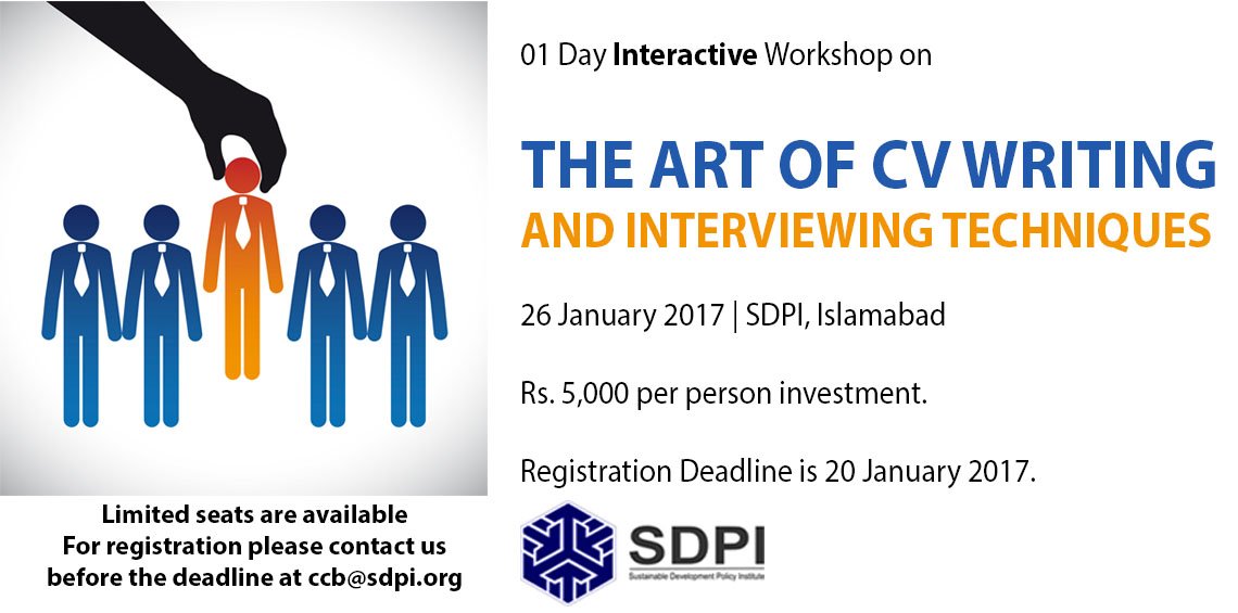 CCB_SDPI's tweet photo. The #Art of #CV #Writing and #Interviewing #Techniques, 26 Jan 2017 @SDPIPakistan @asif_mehmoodpk @yasirdil_ @S_Maryam8 https://t.co/d2CFrbKR31