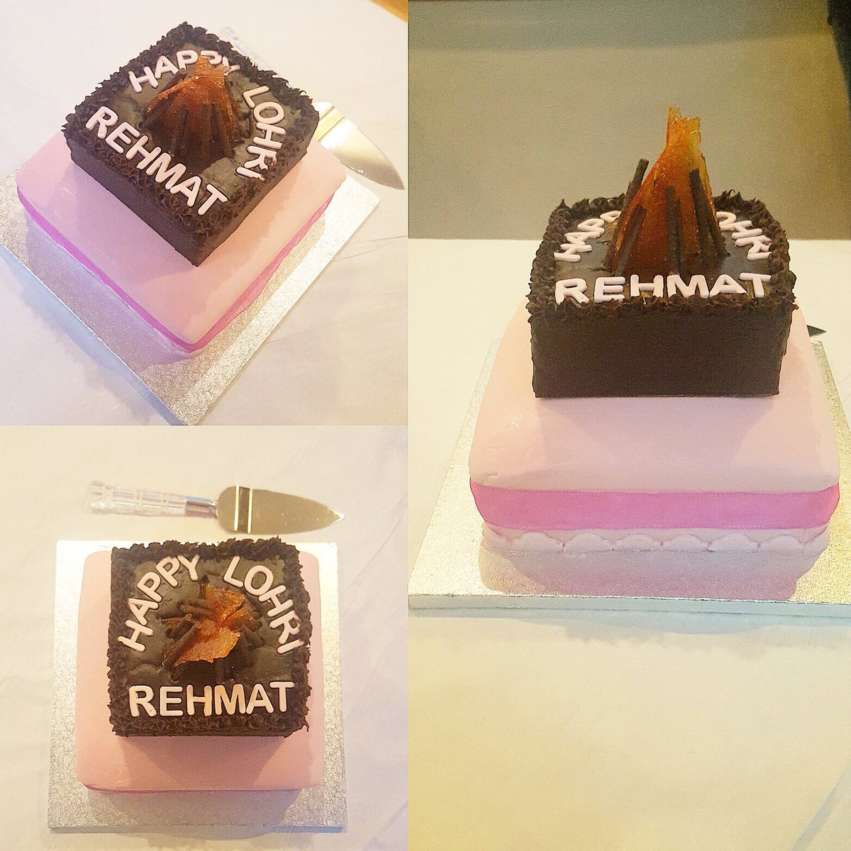 Mandeep_F's tweet photo. Loved making this Lohri cake #veganchocolatecake #pinkfondant #vanillaspongecake #icingcreations #sugarcreations  #lohri🔥#pinklohri https://t.co/yjKTse6ZeJ