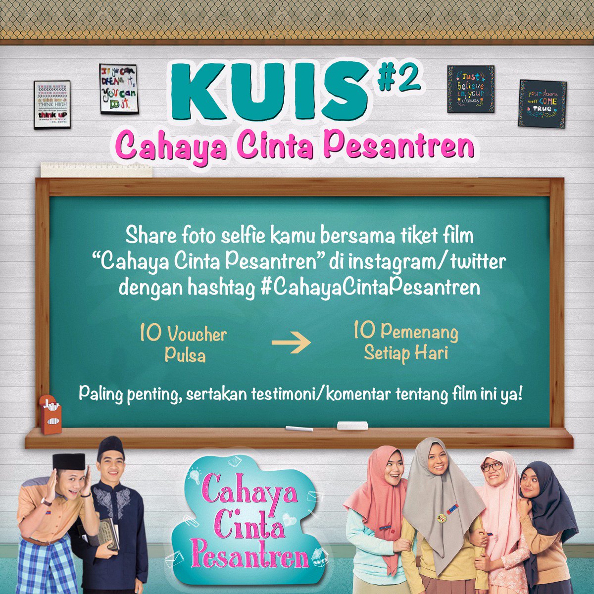 CCPThemovie's tweet photo. Jangan lupa yaaa! Twitpic atau Tag Selfie kamu dengan tiket nonton Cahaya Cinta Pesantren di IG kita, dan dapatkan Pulsa untuk 10 pemenang! https://t.co/wEu1BCQswD