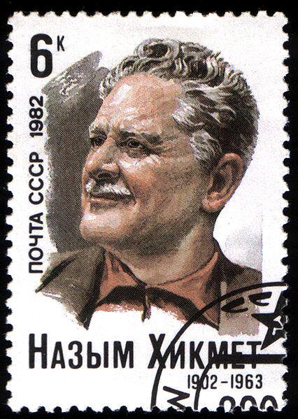 Sovyetler Birliği'nde yayınlanan Nâzım Hikmet posta pulu, 1982.