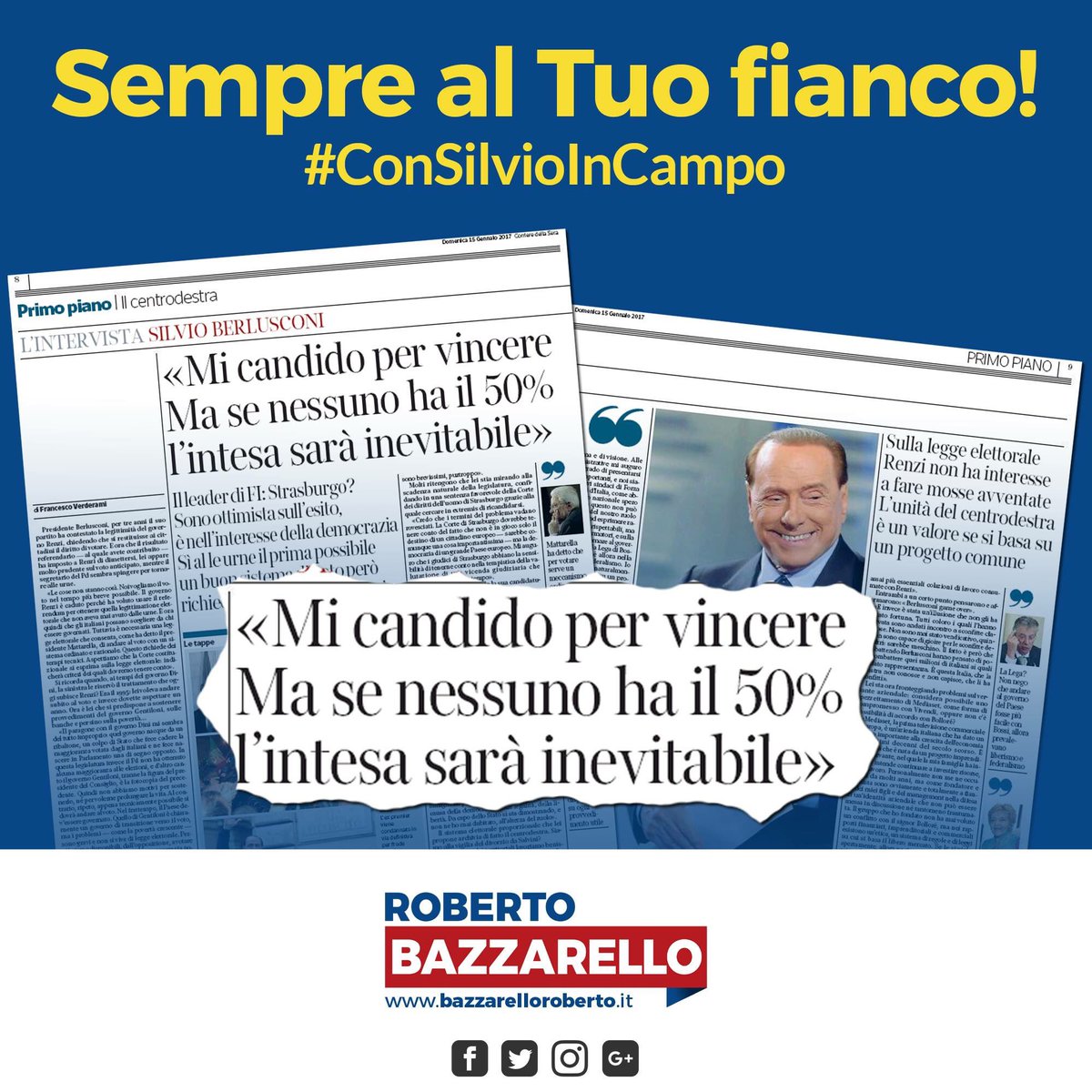 Sempre al Tuo fianco Presidente! #ConSilvioInCampo <a href="/forza_italia/">Forza Italia</a> <a href="/FI_Veneto/">Forza Italia - Autonomia per il Veneto</a> <a href="/FI_Giovani/">Forza Italia Giovani</a> <a href="/FIGiovaniVeneto/">FIGiovaniVeneto</a> <a href="/Marin63Marco/">marco marin</a> <a href="/simonefurlan1/">Simone Furlan</a>