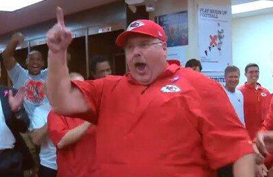ThinkViralKC's tweet photo. What #AndyReid will look like after @Chiefs win today! Sending #goodvibes your way. #ChiefsKingdom #NFLPlayoffs https://t.co/MkZMTmT0M3