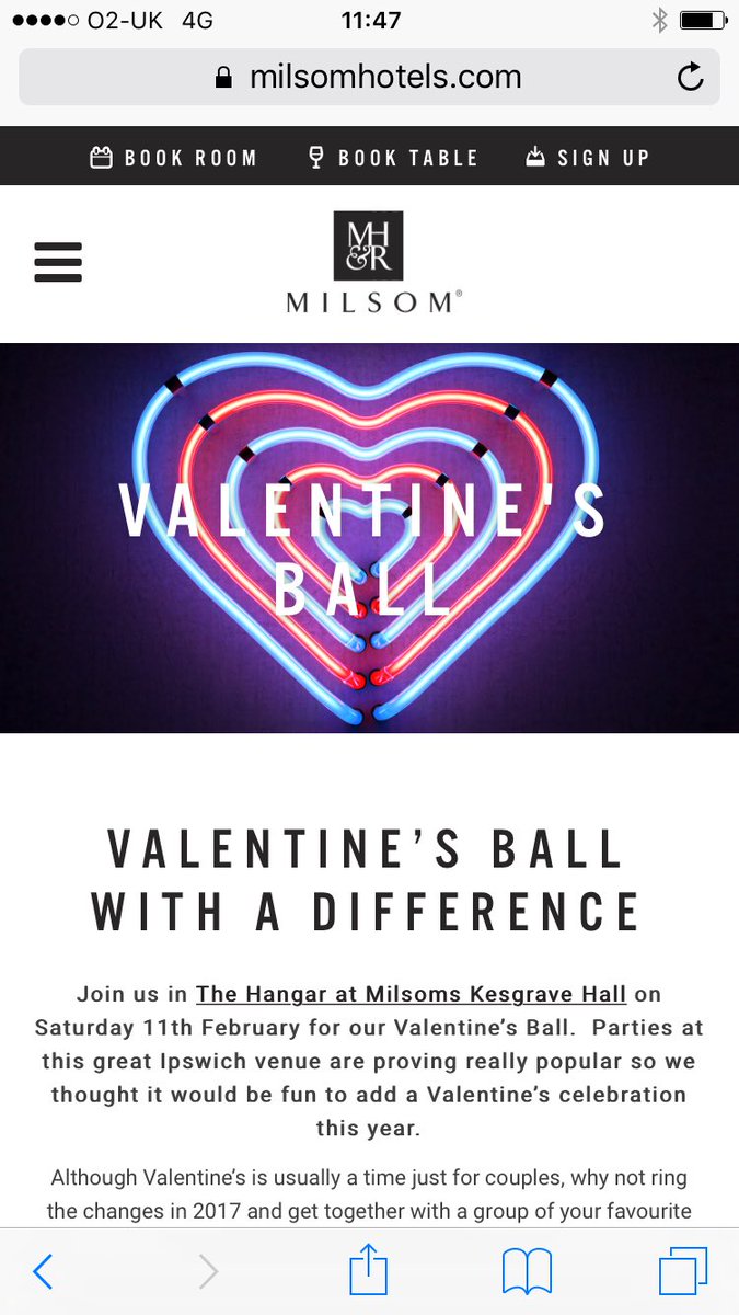Fantastic latest (Valentines) event from the team <a href="/milsomhotels/">MH&R</a> <a href="/HangarKesgrave/">Hangar Kesgrave Hall</a> bit.ly/2jMdU7a