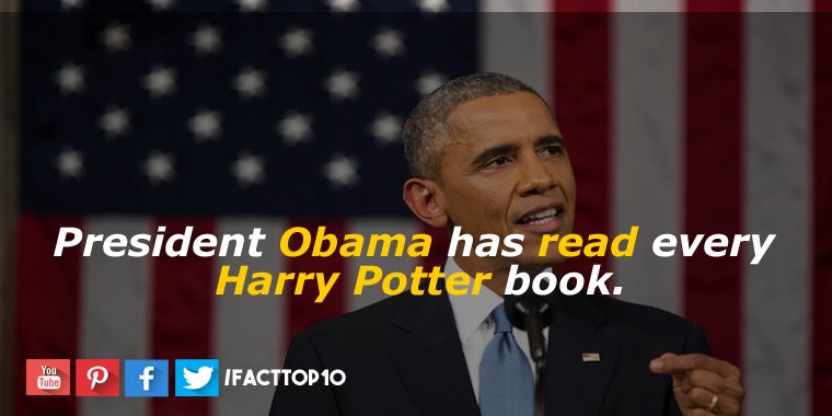 facttop10's tweet photo. President #Obama has read every #HarryPotter  book. @BarackObama https://t.co/023c6Vfd6l