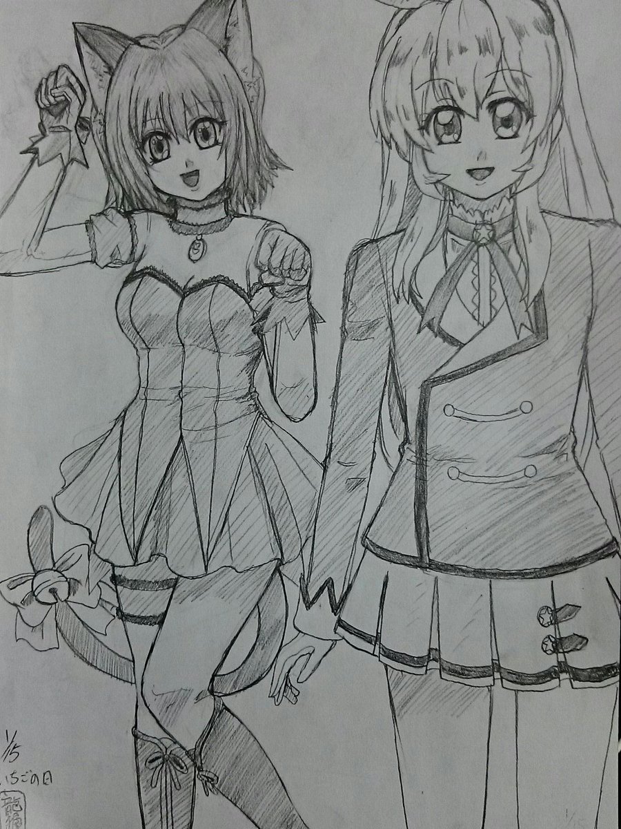 龍狼 Auf Twitter 着ぐる絵 東京ミュウミュウ の ミュウイチゴ アイカツ の 星宮いちご 今日は いちごの日 です そういえば 二人は初めて描きましたなぁ とはいえ 昔描いたミュウザクロ姐さんの画力は酷かったのに ミュウイチゴがよく出来て