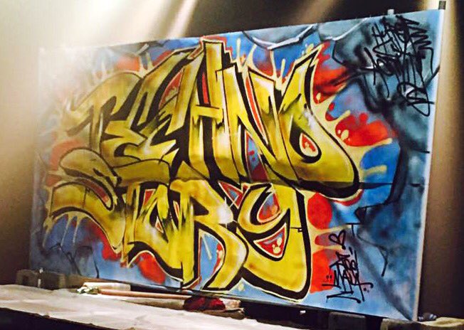 hyperac7ivity's tweet photo. Graffiti #TechnoStory réalisé sur la scène de @lautrecanal en direct du mix de @MrTox1c et @DJHellOfficial #graffiti #nancy #wildstyle https://t.co/cJA91iI5NO