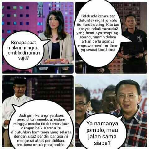 Nemu foto yang gambarin debat publik pertama cagub cawagub DKI dengan spot on.