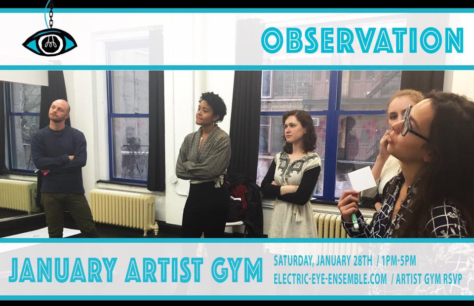 ElectricEyeNYC's tweet photo. Next Artist Gym: Sat 1/28, 1-5. This month we'll be exploring "Observation". RSVP TODAY at https://t.co/QiEvreaiGT https://t.co/7CTXU4Klq1