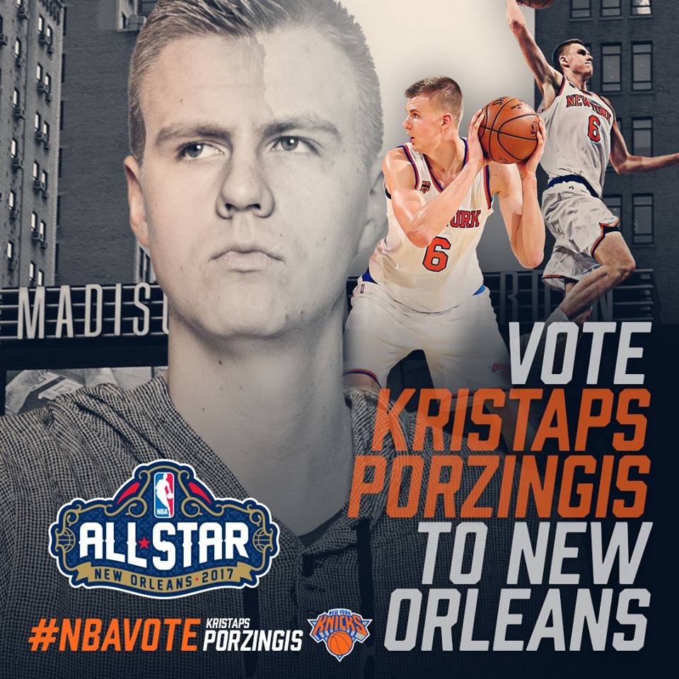 Pēdējā iespēja iebalsot <a href="/kporzee/">Kristaps Porzingis</a> šīgada <a href="/NBAAllStar/">#NBAAllStar</a>! RT #NBAVOTE un skaties šovakar 22:00 <a href="/nyknicks/">NEW YORK KNICKS</a> vs. <a href="/Raptors/">Toronto Raptors</a> <a href="/Best4SportTV/">Best4SportTV(24SPORT.APP)</a>! #ShortcutLV