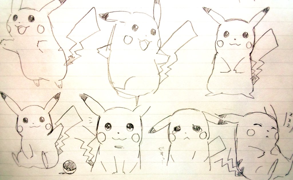 ピカチュウを描く練習をしたら上段真ん中のピカチュウを見て妹が失笑しました 