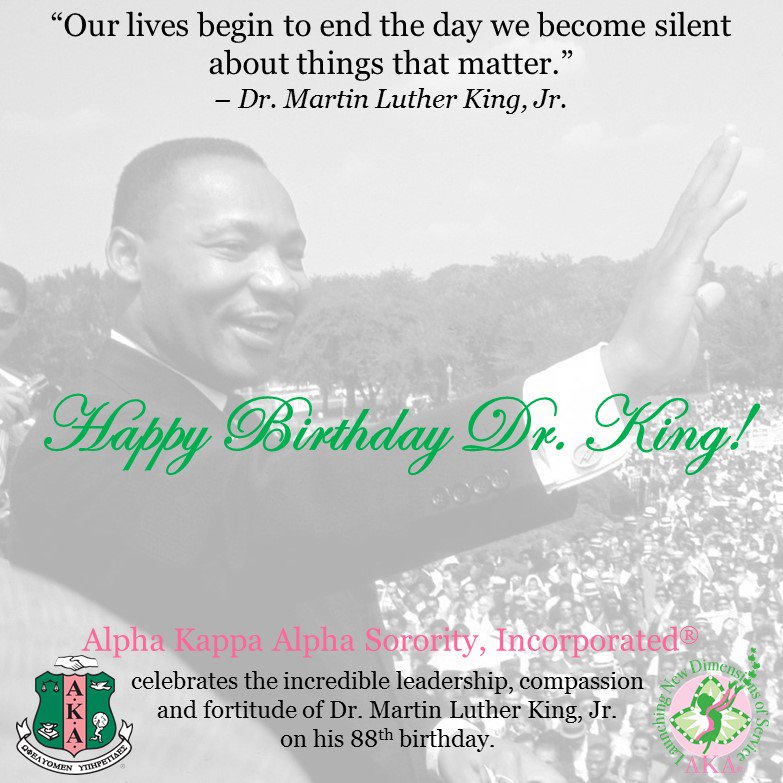 akasorority1908's tweet photo. Alpha Kappa Alpha Sorority, Incorporated celebrates the life and legacy of Dr. Martin Luther King, Jr. #AKA1908 https://t.co/f2e7EgLpDf