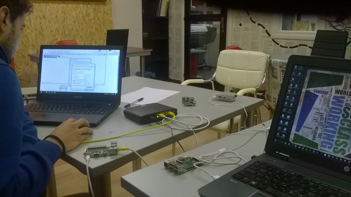 CoderDojoPatras's tweet photo. This is CoderDojo Nafpaktos preparing new workshops. A full working LAN with Raspberry Pis and components offered by @VMware and @CoderDojo. https://t.co/0l0KkCTGF1