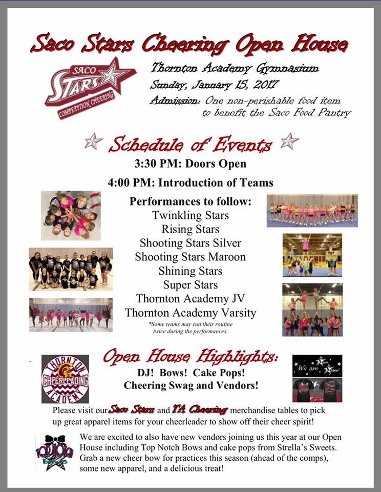 Thornton_Cheer's tweet photo. Come support TA and Saco Stars today as we perform our routines. 🏆🎀🌟⭐️ https://t.co/lhkumD3kVU