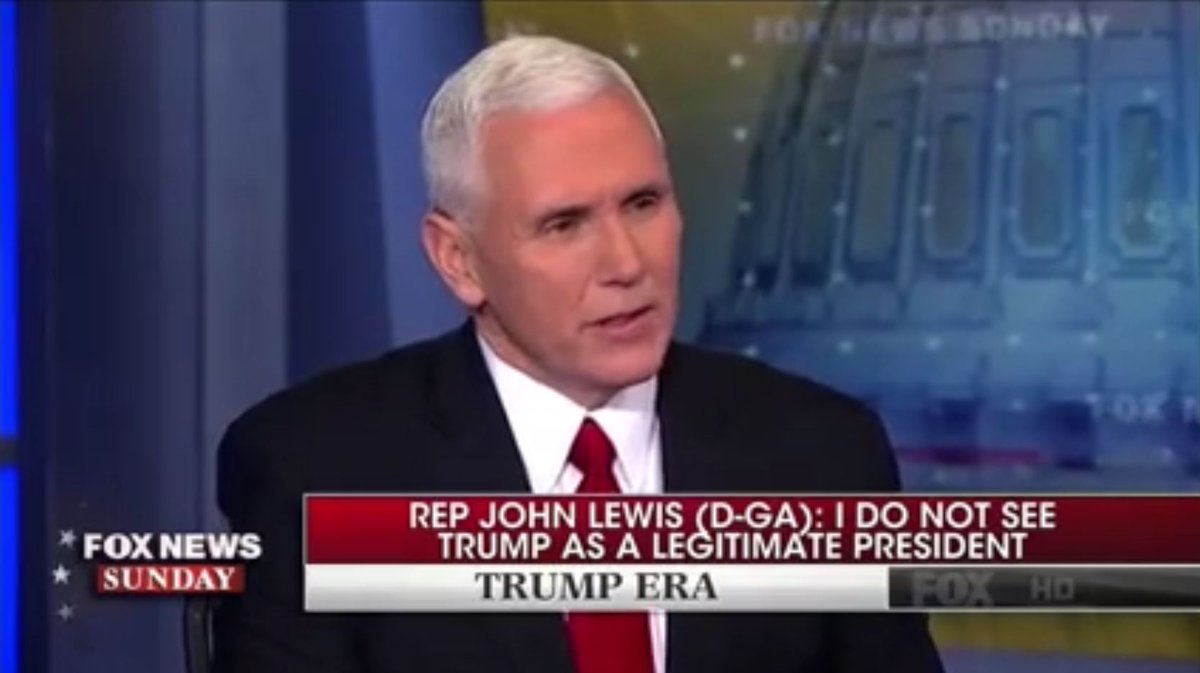 thinkprogress's tweet photo. Pence defends Trump calling John Lewis a failure to black people - https://t.co/sfbkCLTZfT https://t.co/W9i773Y3vb
