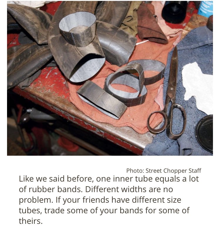 Rubberband innovation. American Made Rubberband.com streetchopperweb.com/inner-tube-rub…