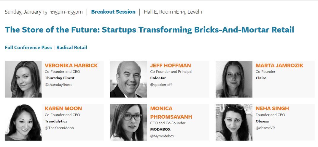 ciciholl's tweet photo. 👀@ThursdayFinest @SayHiToClaire @TrendalyticsCo @speakerjeff 4 #nrf17 #RadicalRetail #RADICALstartups 1:15HallE;1E14 https://t.co/yhRZNBwOoo https://t.co/730LHyIgGn