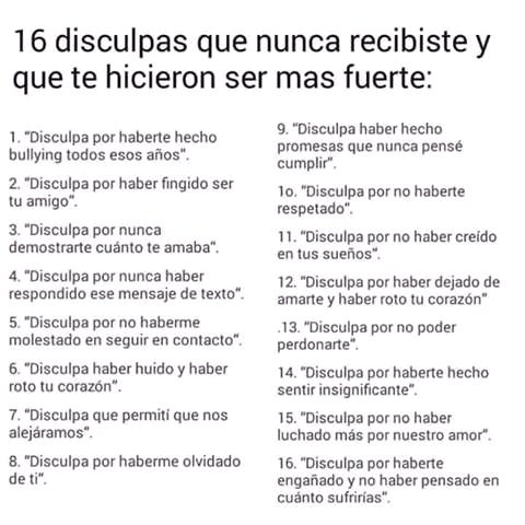 Undermyfeelings's tweet photo. 16 disculpas qué nunca hemos recibido y eso nos ha hecho más fuertes https://t.co/kEow5w4BYx