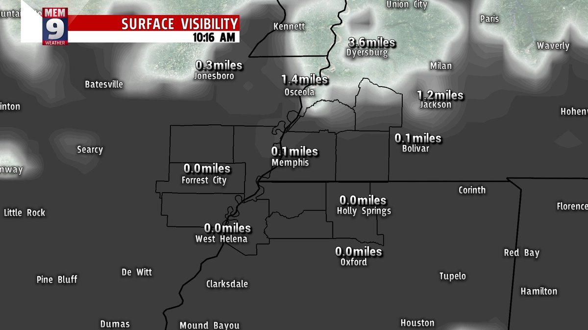 Mem9weather's tweet photo. Visibility remains low across the region this morning. Be sure to take your time if you come across areas with reduced visibility. https://t.co/3sGtwbFEYR
