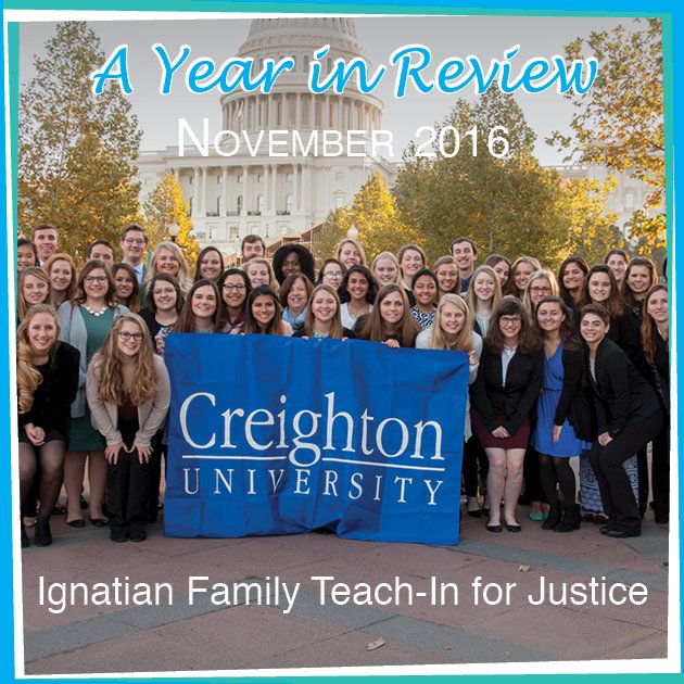 creighton_SCSJ's tweet photo. In November, 55 students and staff traveled to Washington, DC for #IFTJ16, a living witness to the martyrs of El Salvador. #YearInReview https://t.co/sL7kNnQnGi