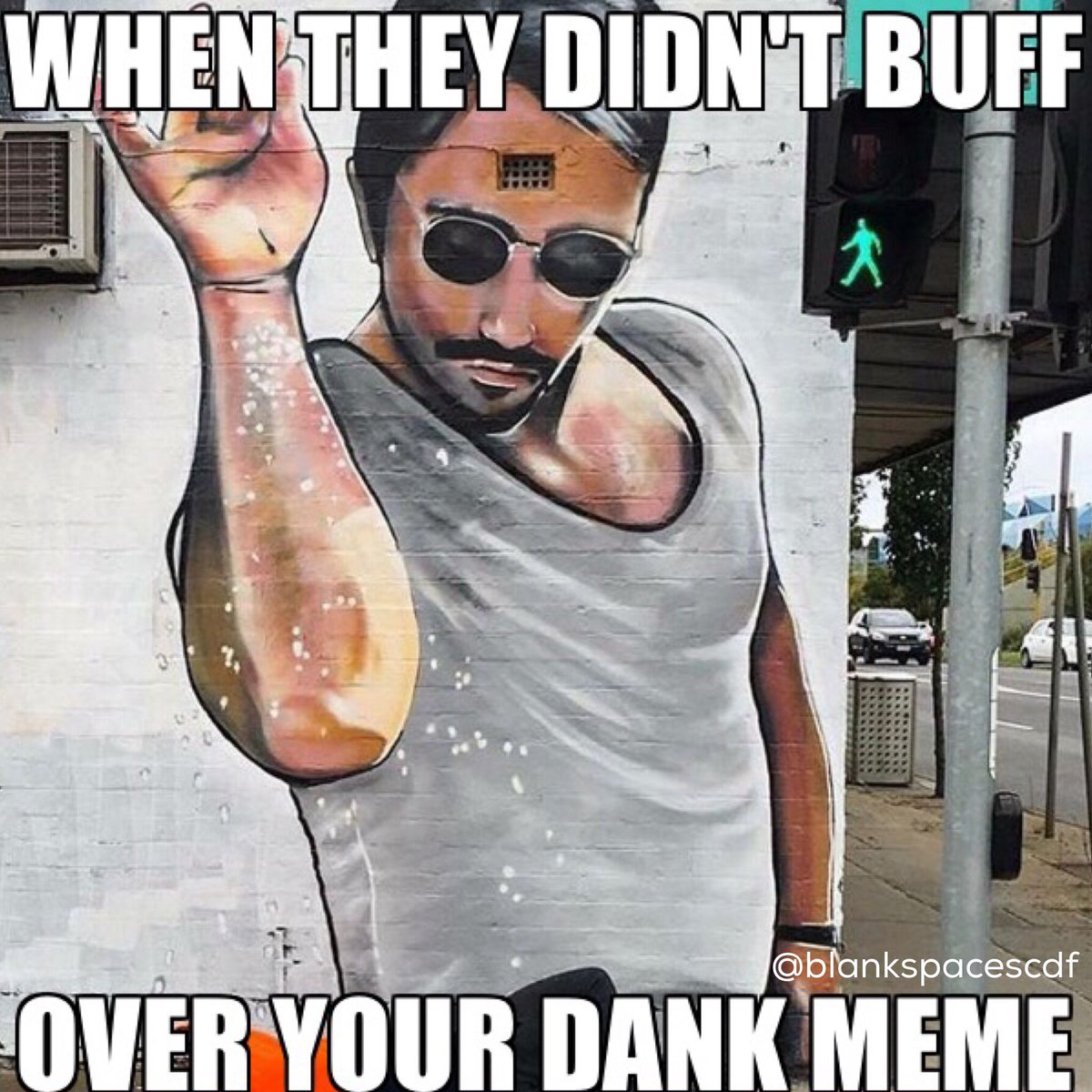 blankspacescdf's tweet image. #Saltbae sprinkling a bit of colour on the streets #graffiti #streetart #meme