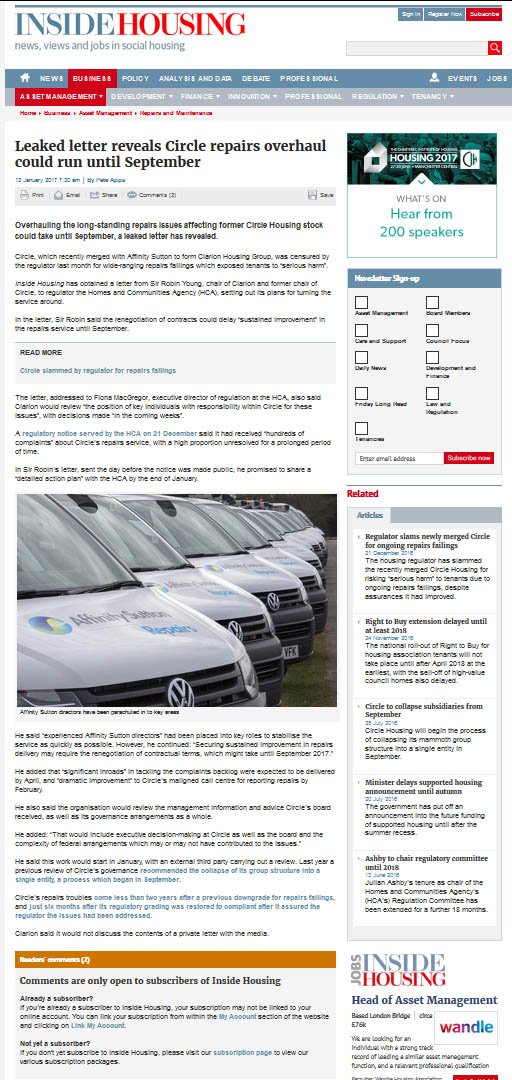 CircleWatch's tweet image. 'Leaked letter reveals merged Circle @circlehousing repairs overhaul could run until September' insidehousing.co.uk/business/asset…