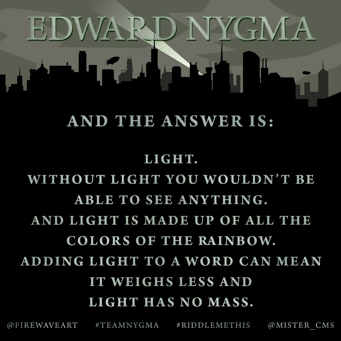 firewaveart's tweet image. Did you know the Answer? #WithoutGoogle!? #Congrats to all #Nygma &amp;amp; #Riddler #Fans who found out. #Gotham #TeamNygma.