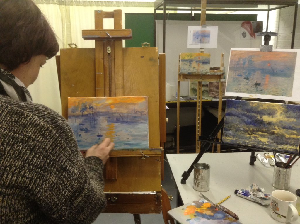 marcturL2P24's tweet image. #turnerspaintingschool student study of #CloudeMonet #impressionsunrise the #painting that gave them the name #impressionist