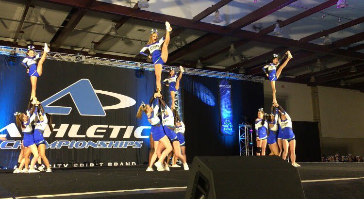 stingrayforsyth's tweet photo. @Jade_Rays with Amazing Standing Tumbling! Way to add more difficulty to your pyramid and NAIL IT!! Love our Jade PaRAYde!!💙💚 https://t.co/SgIuJEr0t6