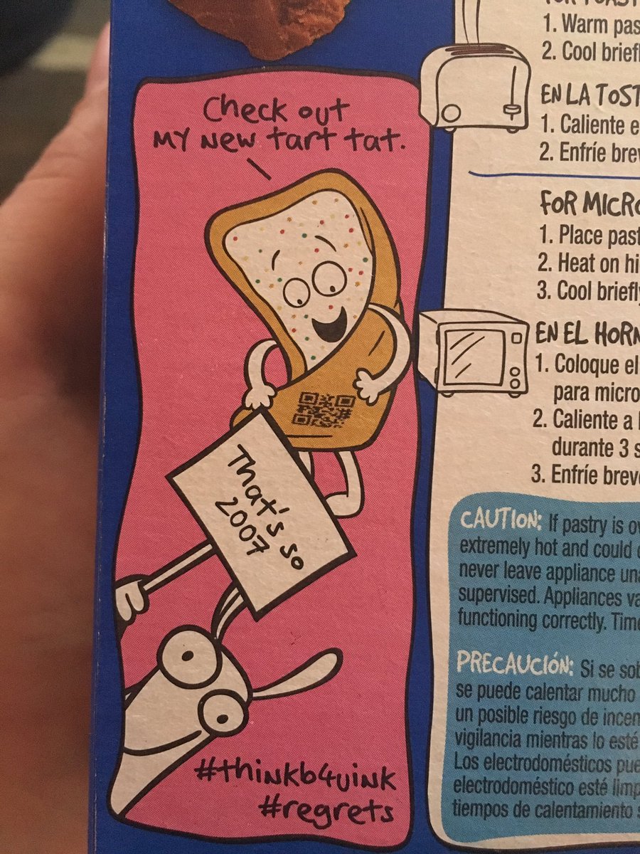 horatiofresh's tweet photo. TFW a pop tarts box is giving you more shit about your tattoos than your grandma and your last 3 employers combined 🙄 #thinkB4Uink https://t.co/lERLUIyZpV