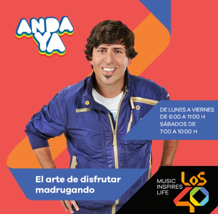 40Andaya's tweet photo. RT si mañana tú también te despertarás con @djdanimoreno y todo el corral! Te esperamos de 6h a 11h en @Los40_Spain! https://t.co/QKAIuU7BRg