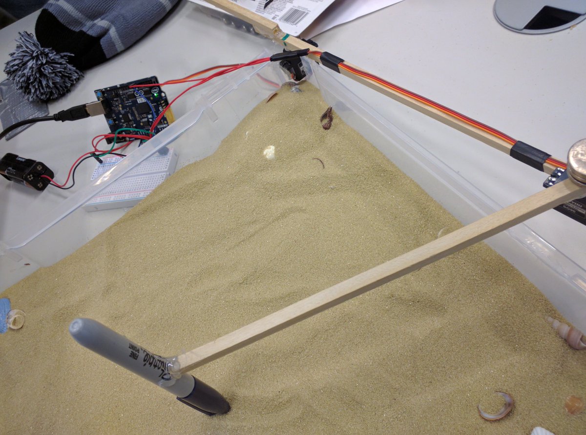 MLHacks's tweet image. For when you want Zen but don&apos;t have enough time, this team made an automated Zen Garden using an #Ardunio101 at #uncommonhacks