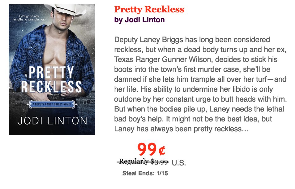 RomanceSteals's tweet photo. Rope yourself a smokin' hot cowboy this weekend. Get Pretty Reckless by Jodi Linton for only 99¢! https://t.co/LWu2to8cgV https://t.co/ZMGMiH4b44