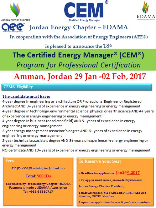 SamerZawaydeh's tweet photo. Outwork your friends and take the Certified Energy Manager Training course and exam. Become certified in energy. Survive the Exam ! :) https://t.co/AT9g9WGzjJ