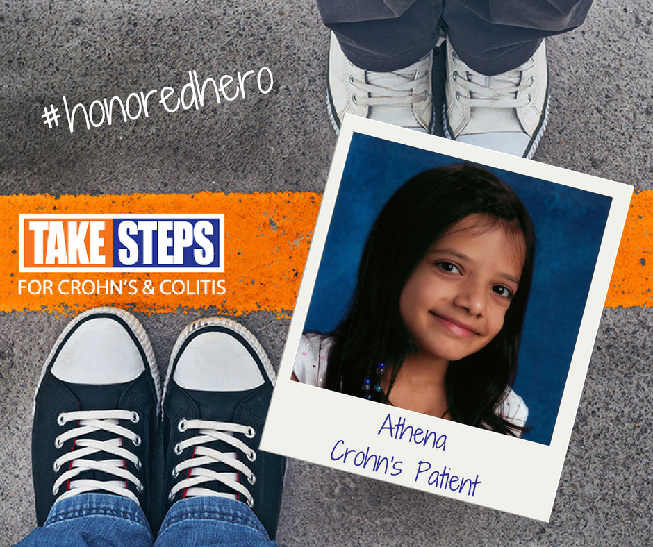 CrohnsColitisFn's tweet photo. Meet Athena, a #Crohns pt &amp; #CCTakeSteps #honoredhero: https://t.co/1X3wedvkXx #TakeStepsInspire https://t.co/feaCef3iew