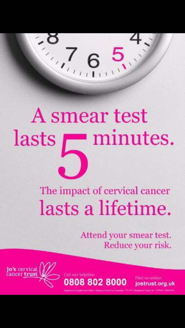 mrshollyleach's tweet photo. A woman is diagnosed with cervical cancer every 3 hours! Attend your smear test, It may save your life, it's nothing to be scared of! https://t.co/yNKzB9Wf0v