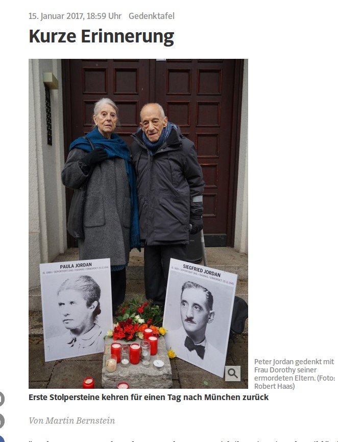 Stosteimuenchen's tweet image. #Stolpersteine got #PeterJordan&apos;s parents