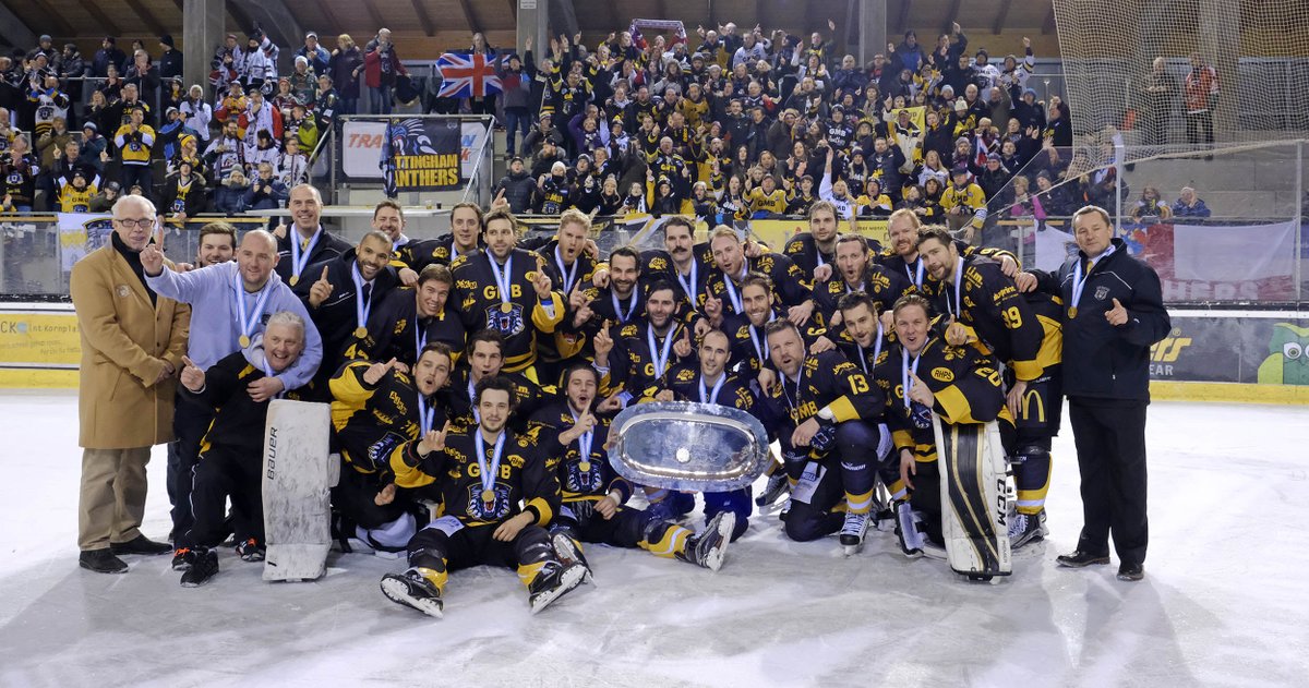 IIHFHockey's tweet photo. The champions: Congrats to the Nottingham @PanthersIHC for winning the 2017 IIHF Continental Cup! Game story: https://t.co/uqztb4x6i9 https://t.co/K8iRbw9Ias