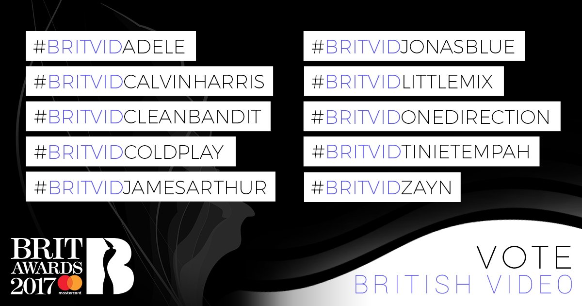 BRITs's tweet image. You have the power to decide who wins #BRITs 2017 British Artist Video of the Year! 🏆🎉🙌 brits.co.uk/voting/british…