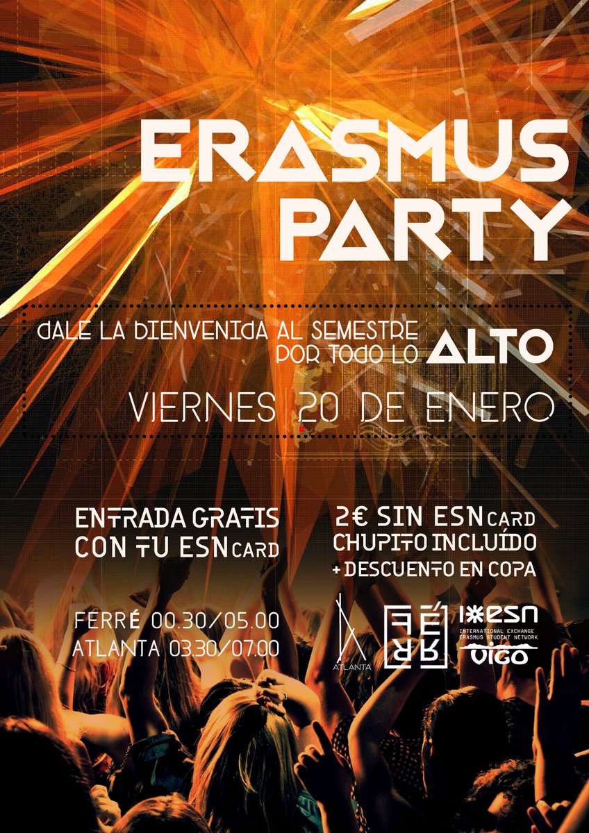 ESNVigo's tweet photo. Volvemos y con mas fuerza que nunca. Esta semana vuelve el #ESNWelcomeDays con eventos todos los dias y dos fiestas rodeados de #erasmus. https://t.co/cXFvosg3jV