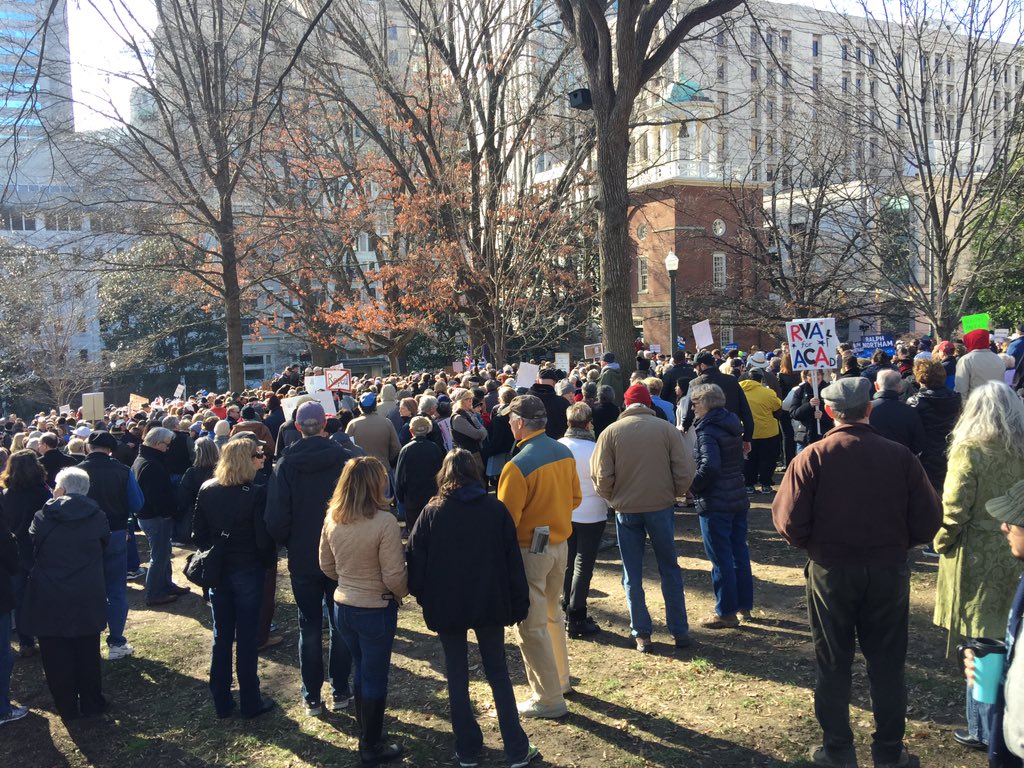 At the #OurFirstStand Save Health Care rally in Richmond, VA. Good turnout.