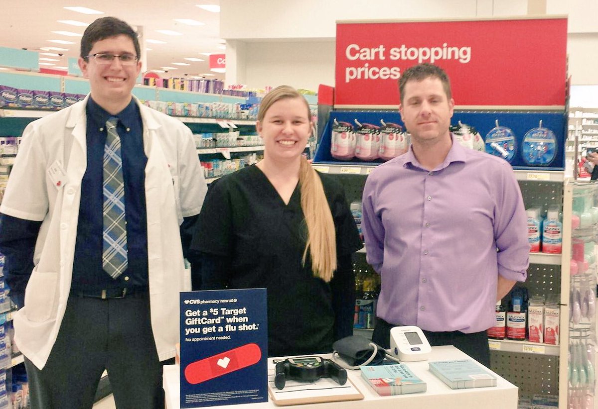 Joe and team from our CVS in Target in Savage, MN helping patients with BP and BMI readings. #leadingwith❤️ #SavinLivesIn95 #WellnessEvent