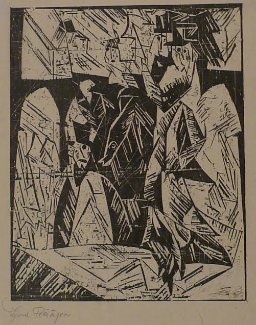 Expressionists_'s tweet photo. Looking fine #LyonelFeininger Spazierganger 1918 Woodcut on Japan. Impressions of this work @britishmuseum @MuseumModernArt #Paris #Bauhaus https://t.co/OsvAEQKd45