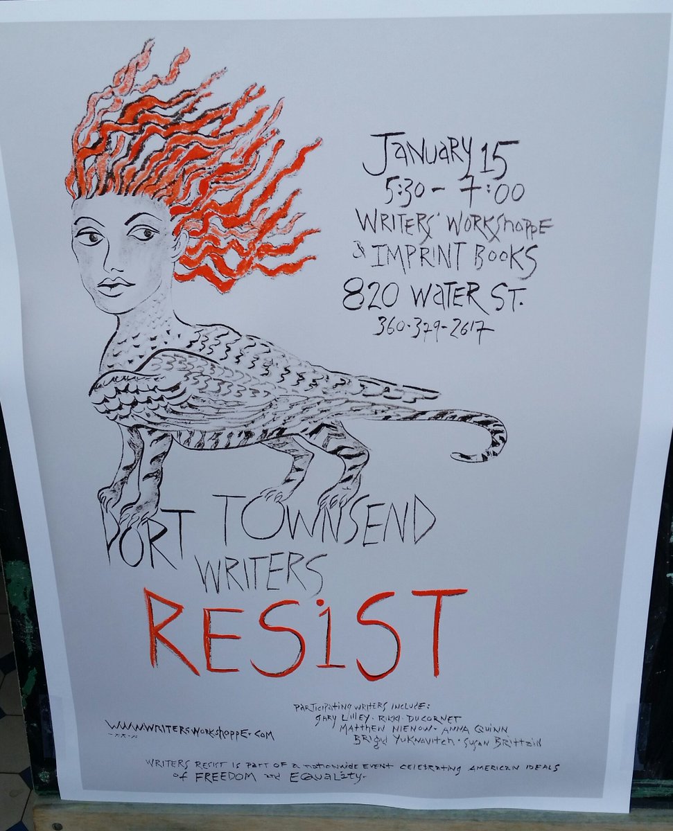 rachelnewcombe8's tweet photo. Port Townsend Tonight. Writers Resist

Thank you for today @annaquinn55 💜 
#DogsDesireWritingCollective https://t.co/1l7IC7Caoc