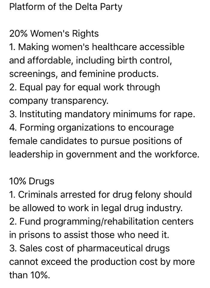 deltaparty_yg's tweet photo. Our platform! We stand for change in education, women's issues, and drug related issues. Δ #partyofchange #rushdelta https://t.co/BZaypnHXga