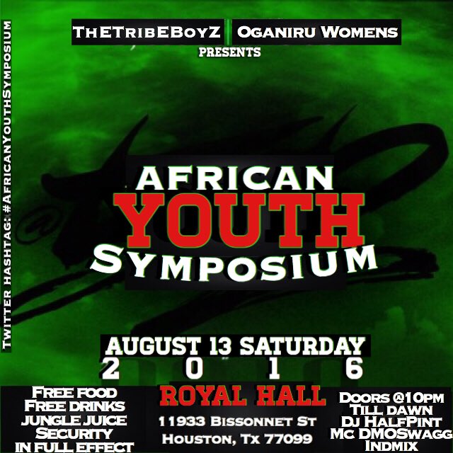 TheTribEBoyZ's tweet photo. #comingtoamericaPart1 โ
#AfricanYouthSymposium โ
#ThETribEBoyZWildHouseParty โ
---------
#NoWayOut (pending)
#ComingToAmericaPart2 (pending) https://t.co/BSZyByaJV9