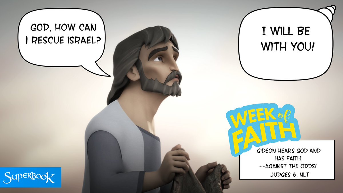 SuperbookTV's tweet photo. Gideon is a Hero of Faith! Have you ever taken a step of faith? How has God reassured you? 

#WeekOfFaith #Superbook #Bible #DailyVerse https://t.co/meaX9B2iP6